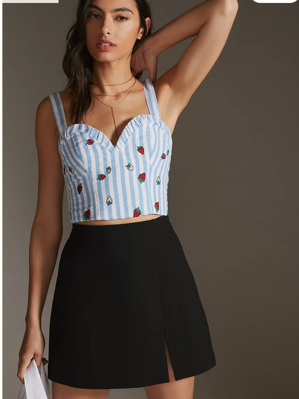 NWOT Anthropologie Maeve Striped Strawberry Embroidered Cami Size 2